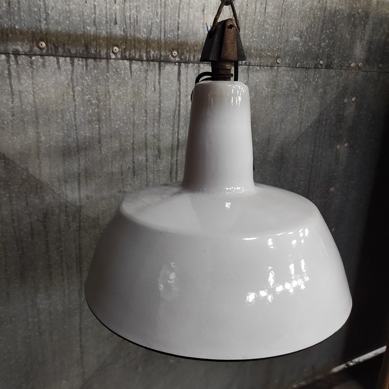 grot Aubergine Simuleren industriële emaille hanglamp fabriekslamp